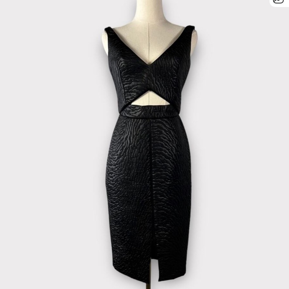 Nicholas Tiger Stripe Cutout Zipper Scuba Bodycon Dress US 6